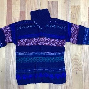 SKYR Sportswear Pullover Sweater Cross Neck Buttons 100% Shetland Wool, size 36